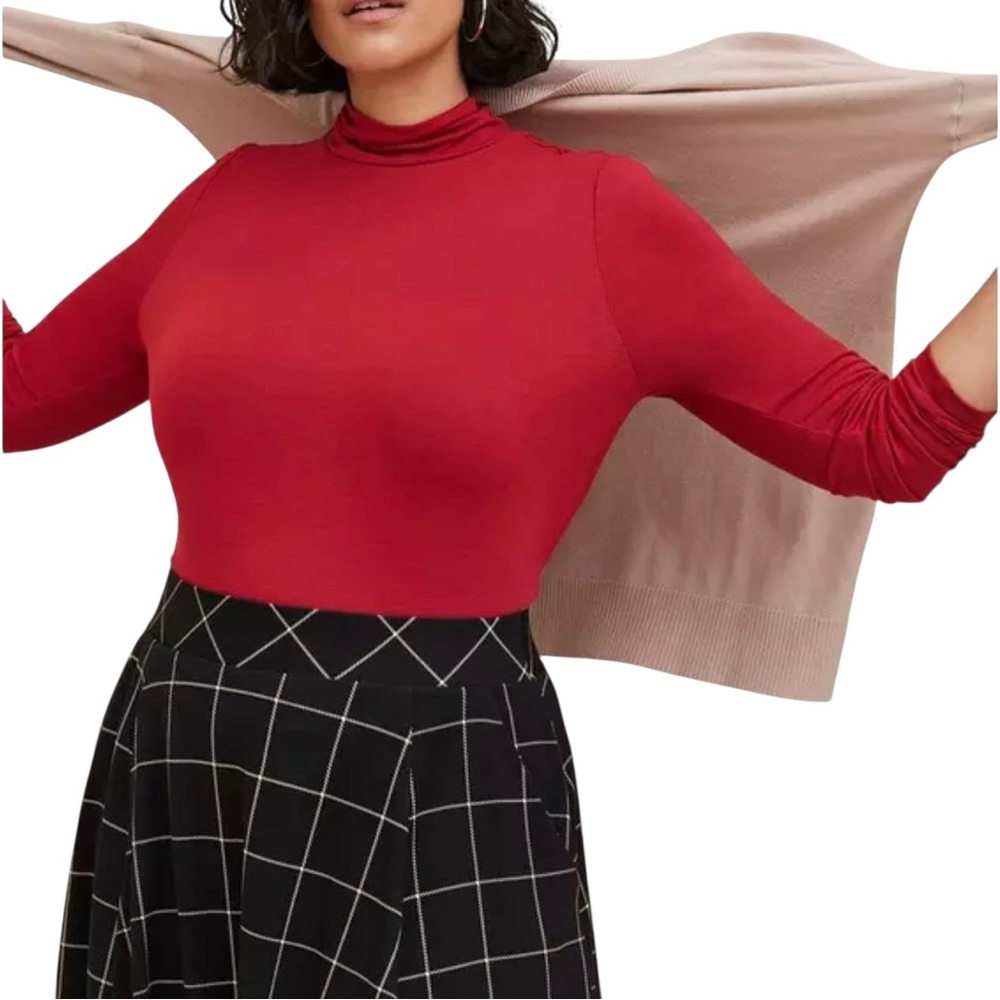 NWT Torrid Red Jersey Knit‎ Tissue Jersey Layering Turtleneck Top Shirt 3X
